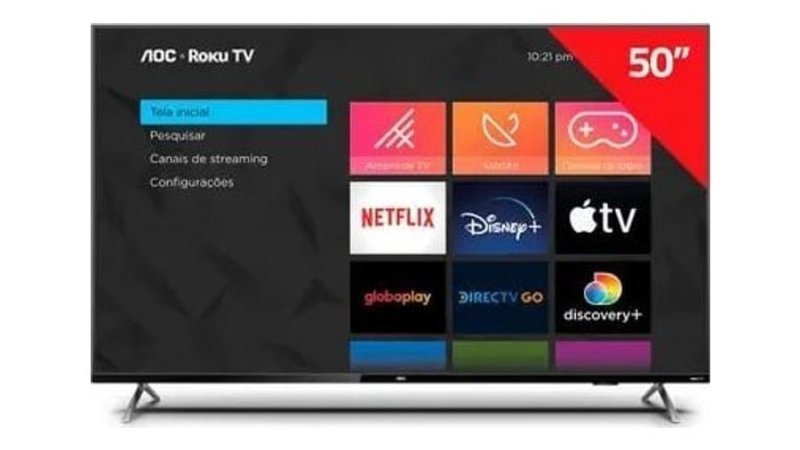 Smart TV 50" AOC 4K UHD DLED Série 6125 50U6125/78G Roku TV 2022
