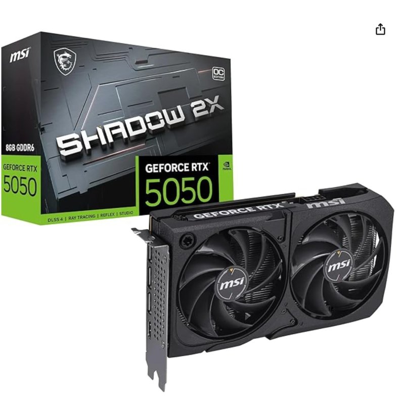 Placa de Vídeo MSI GeForce RTX 5050 Shadow 2X OC 8GB GDDR6 128-bit PCIe 4.0