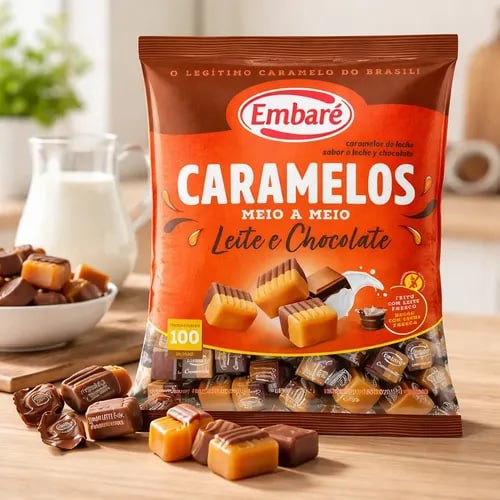 Embaré Caramelos Meio a Meio Sabor Leite/Chocolate 660g
