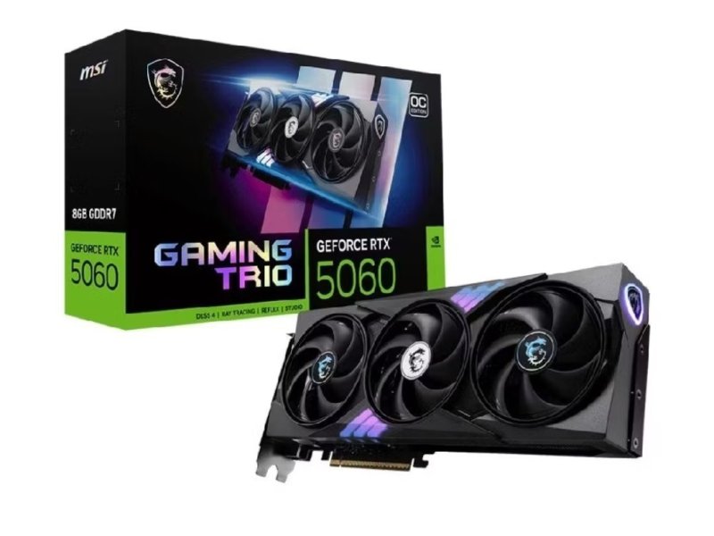 Placa de Vídeo NVIDIA GeForce MSI RTX 5060 Gaming Trio Oc 8GB Gddr7 128 Bits - 912-V537