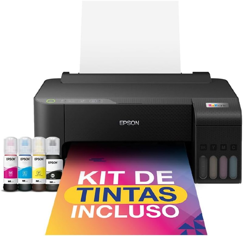 Epson EcoTank L1250 - Tanque de Tinta Colorida, Wi-Fi Direct, Comando de Voz - Preto