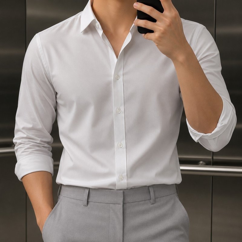 Camisa Social Masculina Slim Fit Premium Passa Fácil Preto Liso