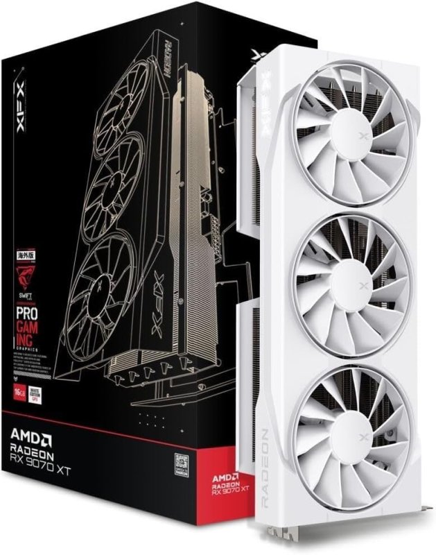 XFX Swift AMD Radeon RX 9070XT Triple Fan White Gaming Edition com 16GB GDDR6