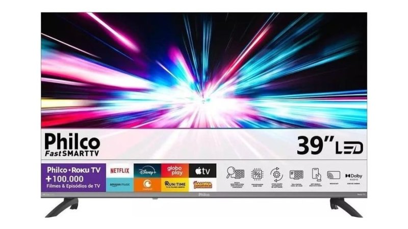 Smart TV 39" Philco Full HD Roku TV Dolby Audio P39CRA