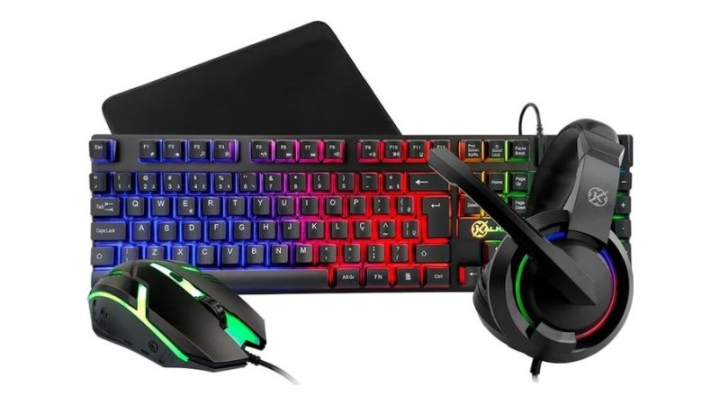Combo Gamer 4-em-1 Kalkan Odin Lite Mouse 2400DPI, Teclado Membrana, Mousepad Speed e Headset KLK00060