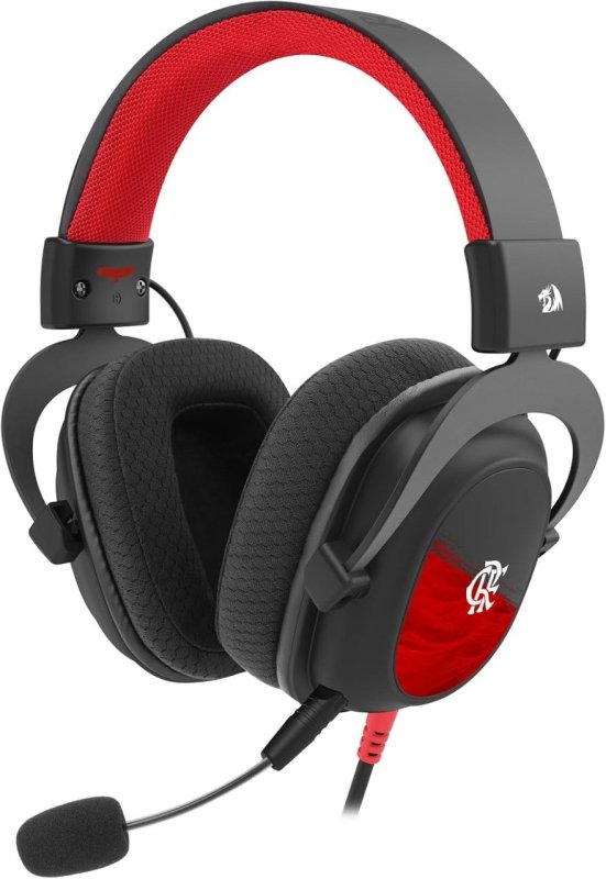 Headset Gamer Redragon Flamengo Vulture Preto e Vermelho 53mm 3.5mm FL530 + Frete Grátis