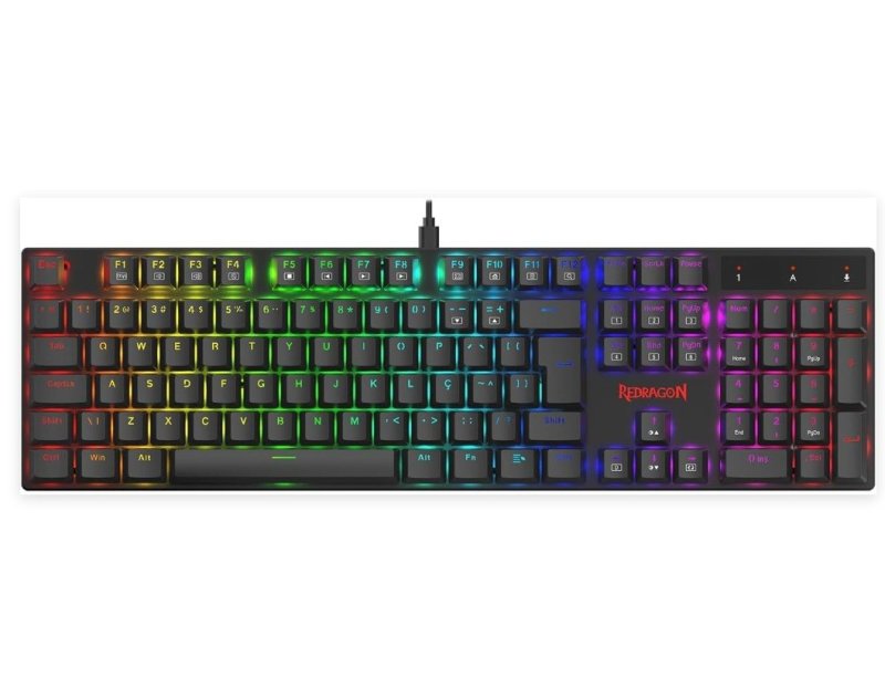 Teclado Mecânico Gamer Redragon Apas RGB Preto Full Size Switch Low Profile Marrom K535-KB