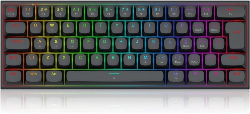 Teclado Magnético Gamer Redragon Fidd RGB Preto 8K Hz 60% Switch Pink Linear K683BW-RGB PT
