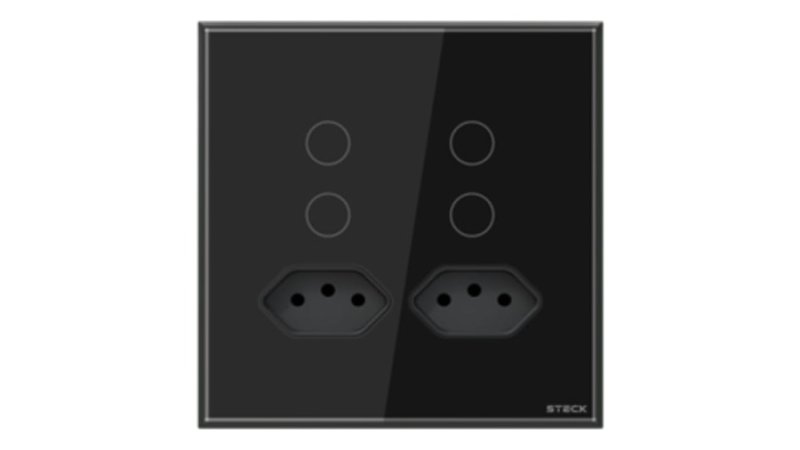 Steck, Interruptor 4X4" 4 Módulos Touch Preto Wi-Fi, Ambiente Conectado, SINT4P2