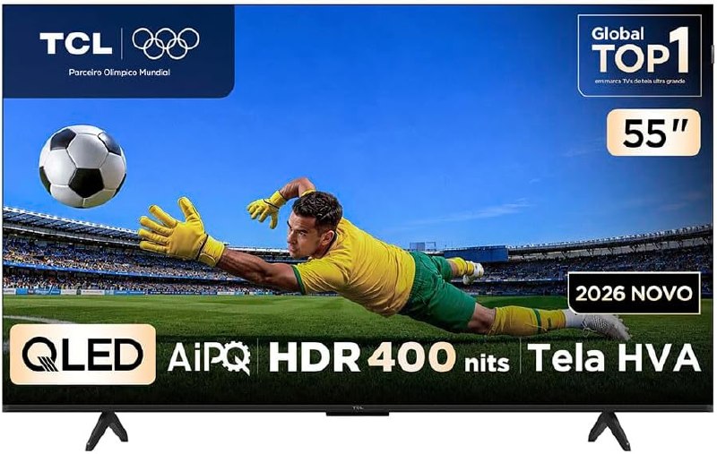 TCL Smart TV 4K QLED 55" - Processador AIPQ, Dolby Vision, 120Hz