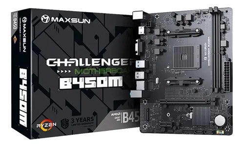 Placa-mãe Maxsun Challenger B450m Am4 Ddr4 M-atx Com Slot M.2 Preto