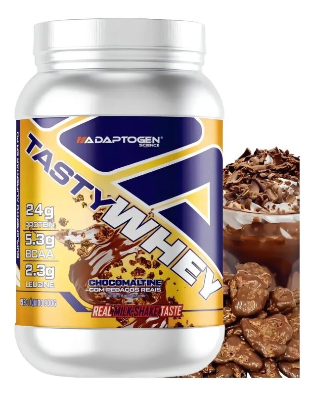 Suplemento Tasty Whey 3w Gourmet Whey Protein Adaptogen Science Pote 900g Sabor Chocomaltine Choco Maltine