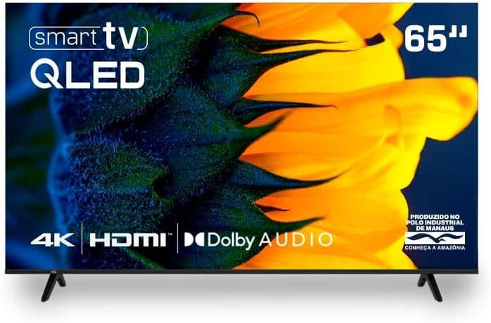 Smart TV HQ QLED 65 Polegadas HQ-QLED65SM 4K Dolby Audio Wi-Fi Bluetooth 3 HDMI 2 USB RJ45 Netflix