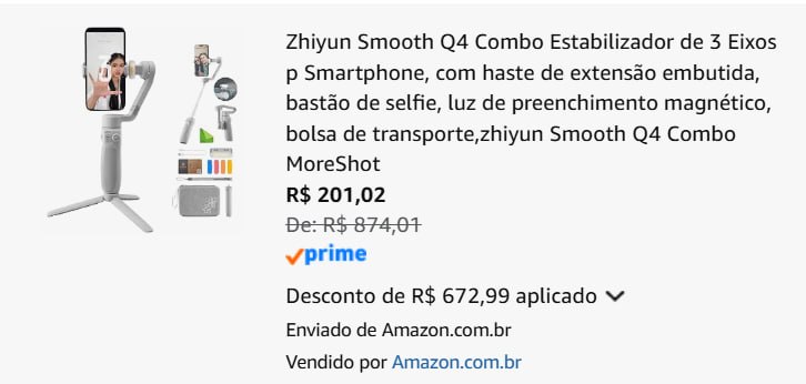 Zhiyun Smooth Q4 Combo Estabilizador de 3 Eixos p Smartphone