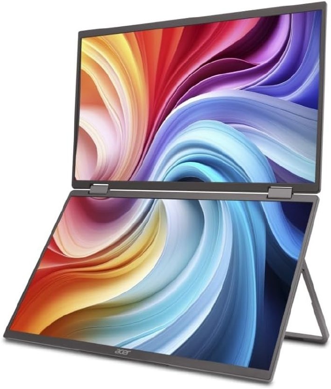 Monitor Acer Portátil Ultrafino PD193Q prata com tela dupla Duplo Painel LED IPS de 18.5”