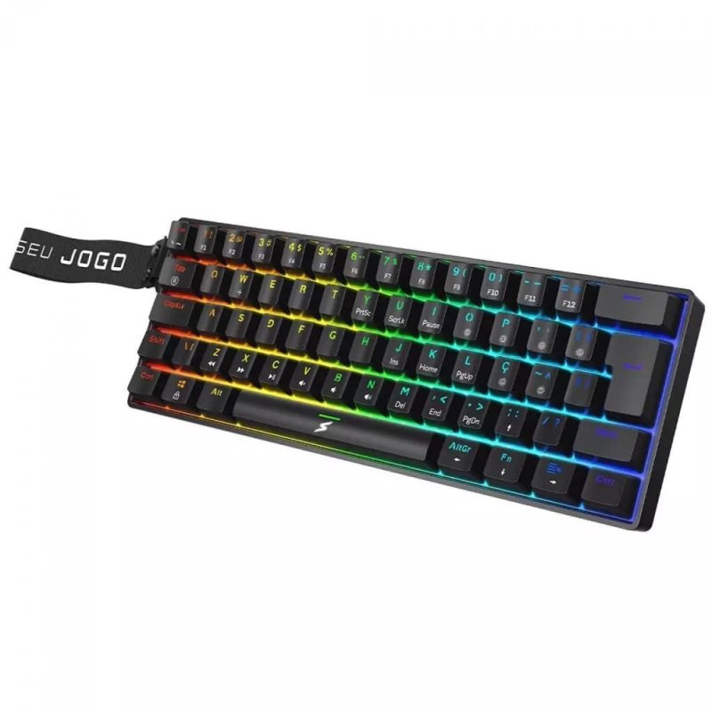 Teclado Mecânico Gamer SuperFrame Player Pro, RGB, 60%, Switch Red, USB, ABNT2, Com Alça, Preto