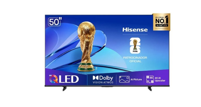 Smart Tv Hisense Hi-qled 4k 50 Polegadas Com Processador Ai, Dolby Vision Atmos E Compatibilidade Alexa E Google - 50q6qvv