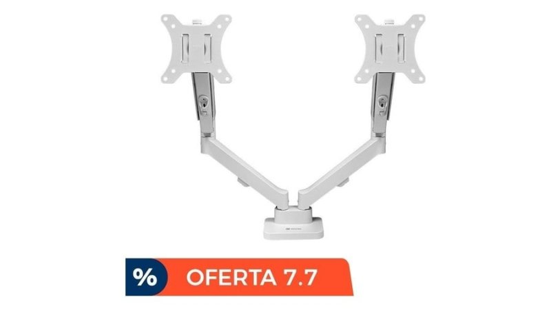 Suporte Articulado Para 2 Monitores 13 a 32 Pistão a Gás Zinnia Nimbo 210 Branco