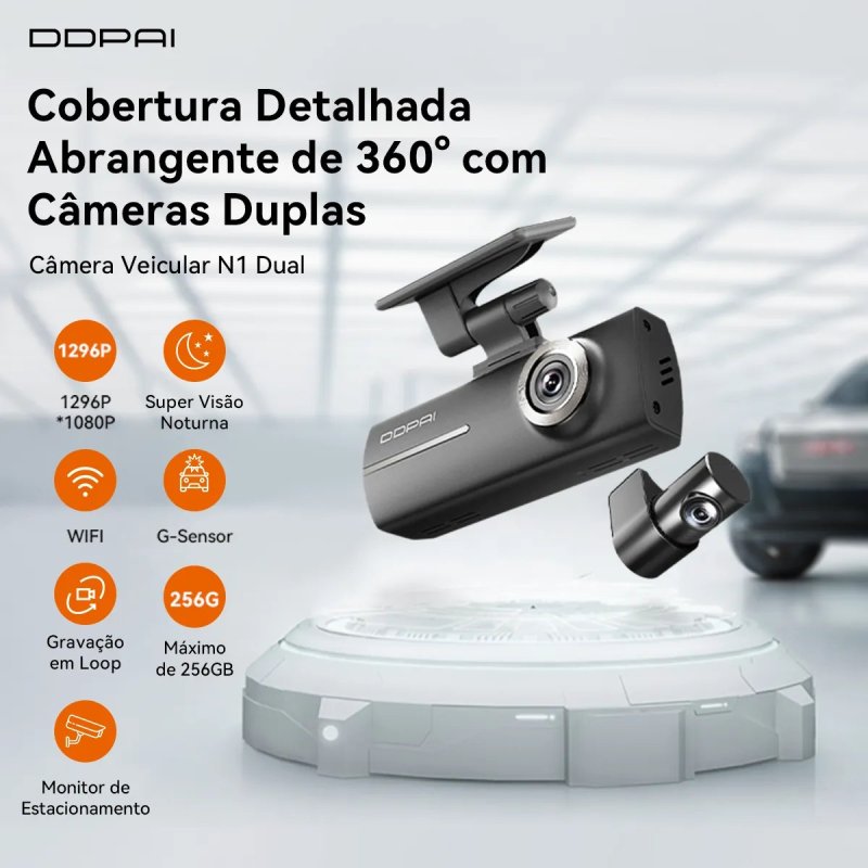 Ddpai N1 Dual Câmera Veicular 1296P+1080P