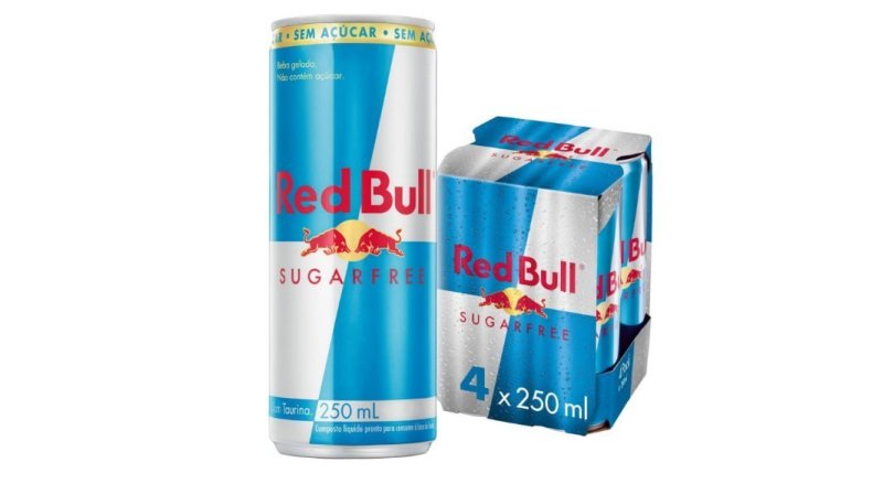 Energético Red Bull Sugar Free Sem Açúcar, 250ml, 4 Latas