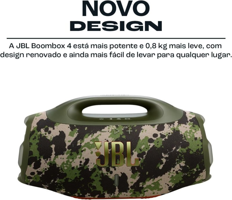 JBL Boombox 4 - Bluetooth Som Pro AI Sound Boost - Bateria 34h