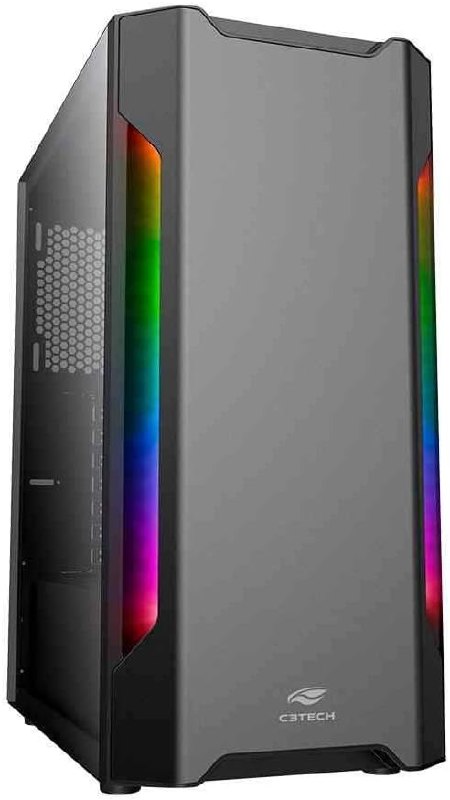 Gabinete Gamer C3Tech MT-G680SBK, Mid Tower, lateral em Vidro