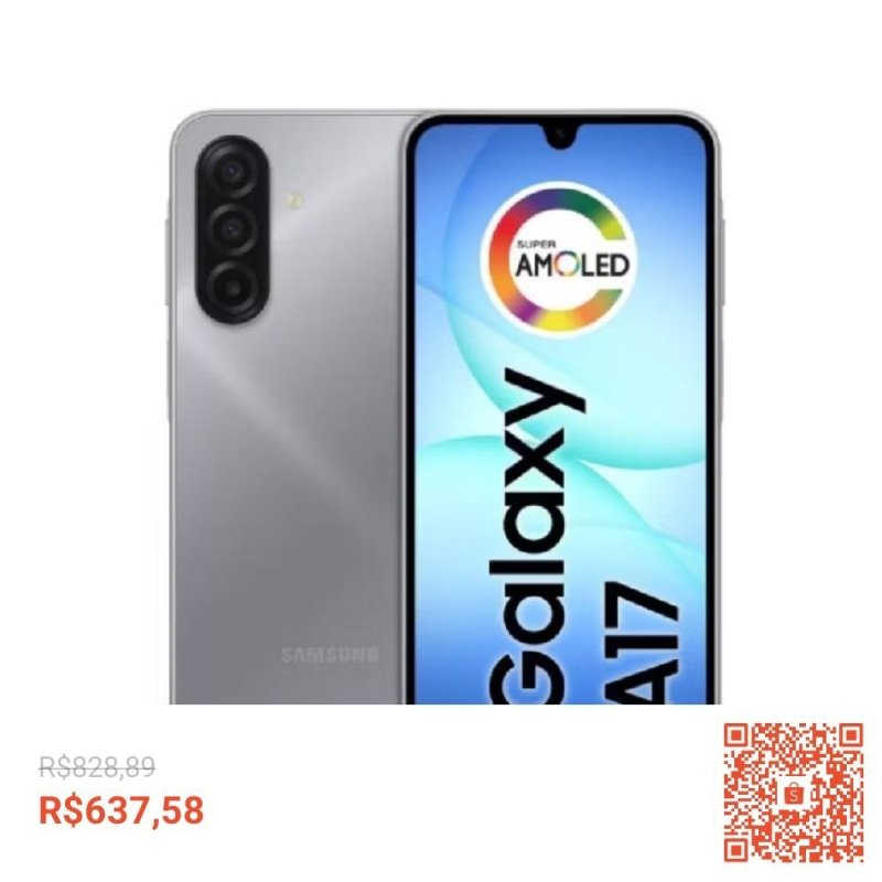 Celular Galaxy A17 4G Tela 6.7 128GB Super AMOLED Câmera Tripla 50MP Samsung - Cinza