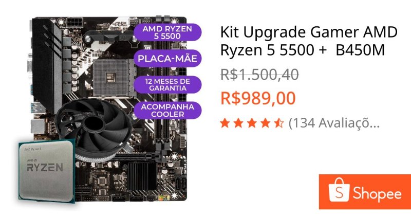 Kit Upgrade Gamer AMD Ryzen 5 5500 + B450M