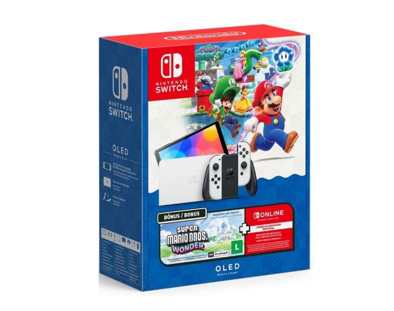 Bundle Nintendo Switch OLED + Super Mario Bros. Wonder + 3 Meses de Assinatura Nintendo Switch Online