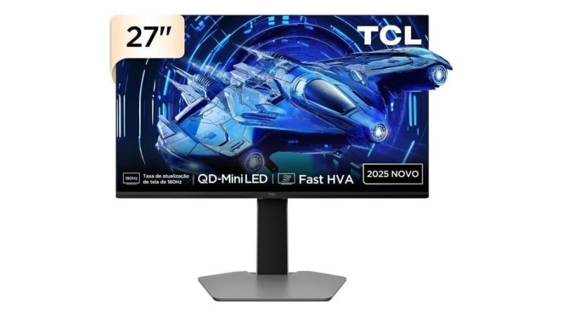 Monitor Gamer TCL, 27G64, QHD 16:9, 27" QD Mini LED, 180 Hz, HDR 600 nits, 1ms, Gama de Cores 96%
