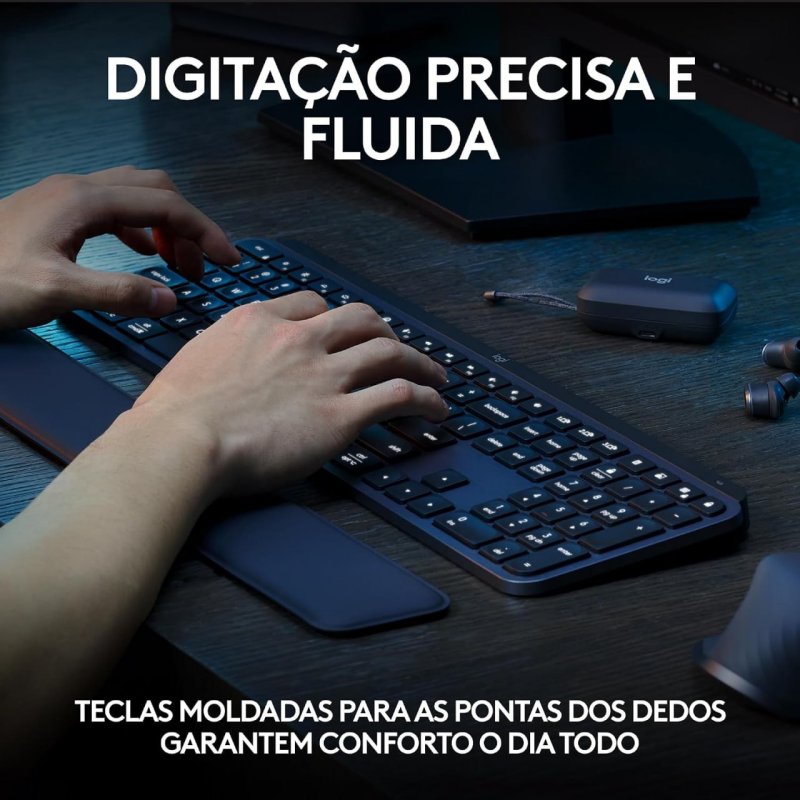 Logitech MX Keys S - Teclado Sem Fio Silencioso com Iluminação Inteligente - Grafite