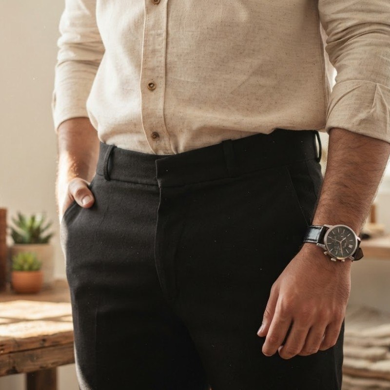 Calça Social Masculina Oxford Tradicional Tecido