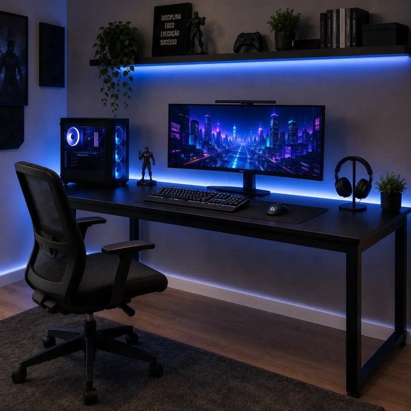 Mesa Para Pc Gamer Industrial 150cm Com Estrutura Em Aço