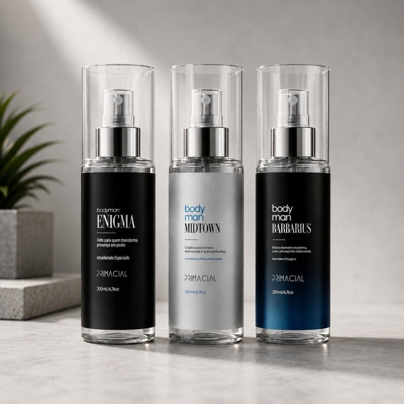 Kit Body Splash Masculino Barbarius + Enigma + Midtown 200ml