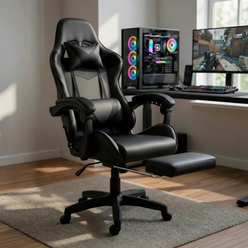 Cadeira Gamer Ergonômica Reclinável - Apoio Pé