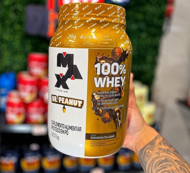 100% Whey Dr. Peanut (900g) - Max Titanium Sabor Bombom Italiano