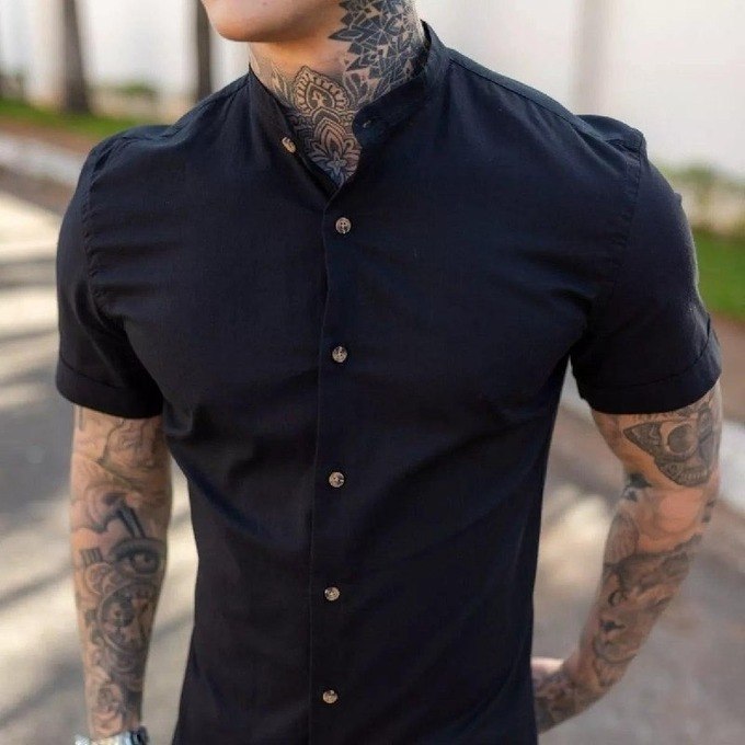 Camisa Manga Curta Gola Padre + Frete Grátis