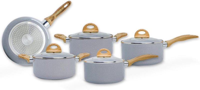 Brinox Jogo de Panelas Ceramic Life 5 Peças Smart Plus - Fundo Indução - Cinza