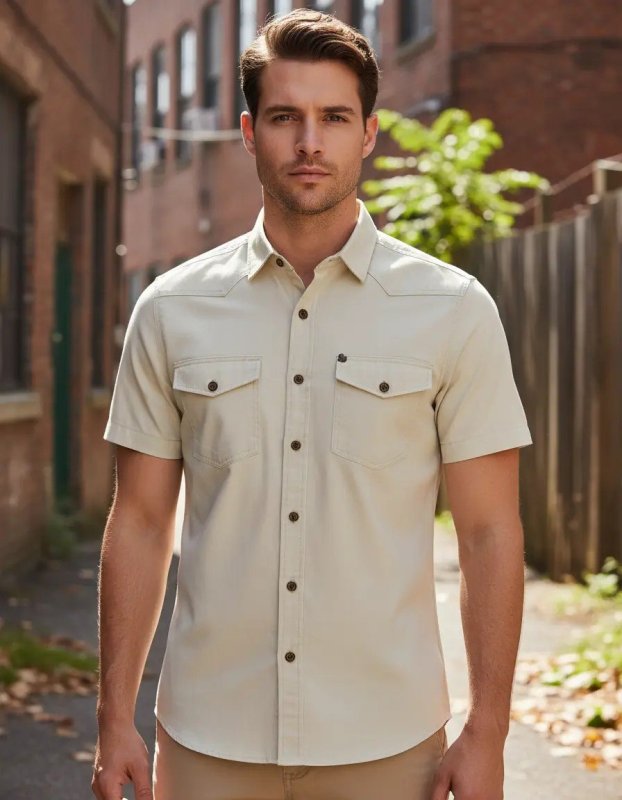 Camisa Amil Slim Militar Manga Curta Algodao Masculino