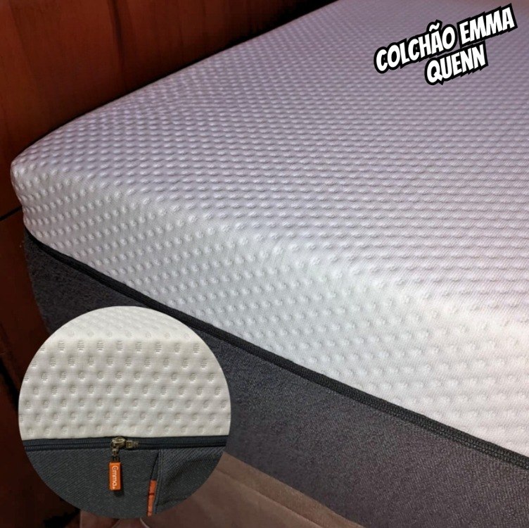 Colchão Emma Queen - Tecnologia Alemã Cor Branco/Cinza + Frete Grátis