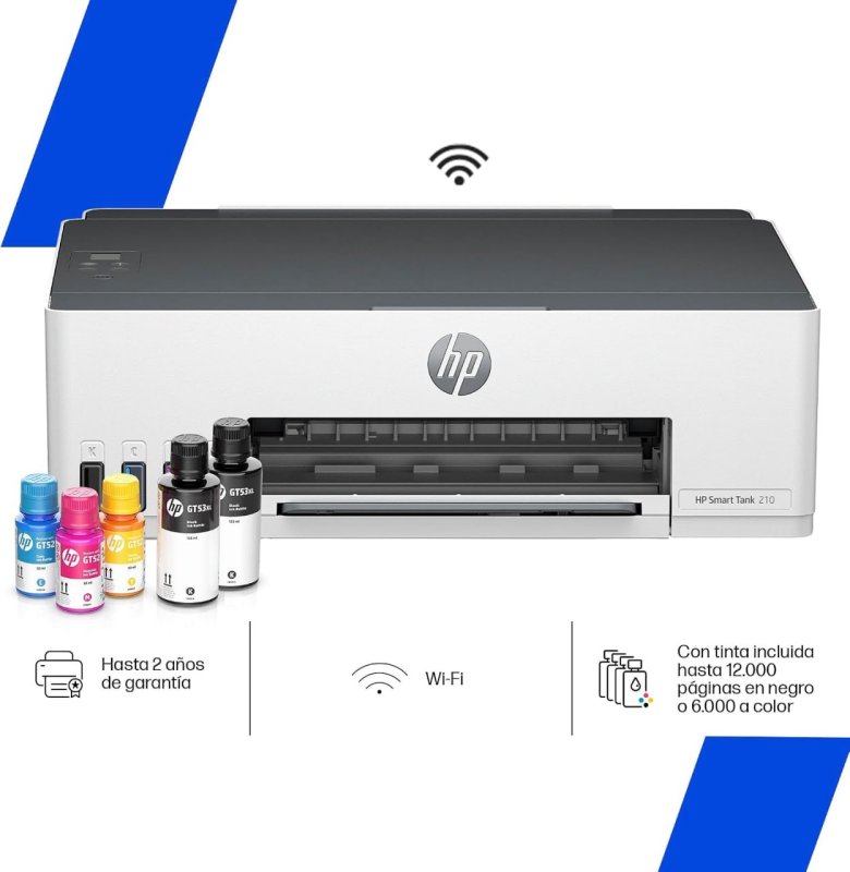 HP Smart Tank 210 - Impressora Wi-Fi - Tanque Colorido - Branco