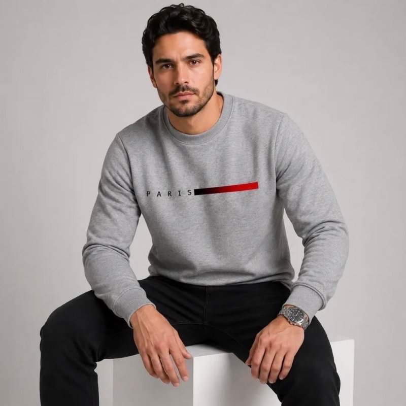 Moletom Masculino Gola Careca Flanelado Paris Suéter Frio