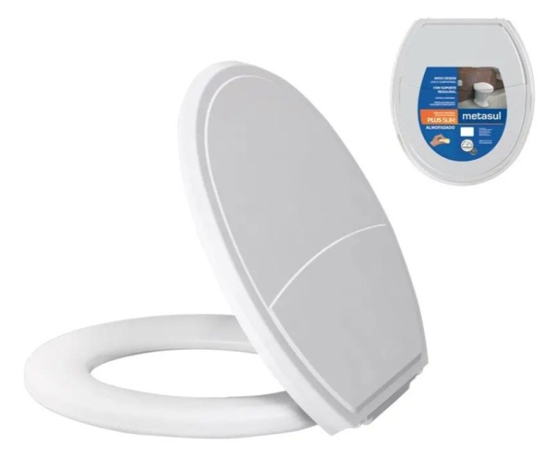 Metasul Assento Sanitário Almofadado Basico Oval Universal Slim Off Cor Branco + Frete Grátis