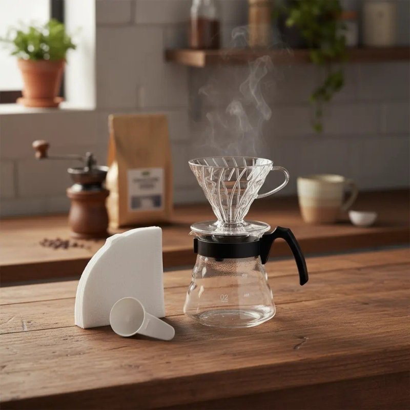 Kit Cafeteira Hario V60 Jarra+tampa+suporte+colher+40 Filtro + Frete Grátis