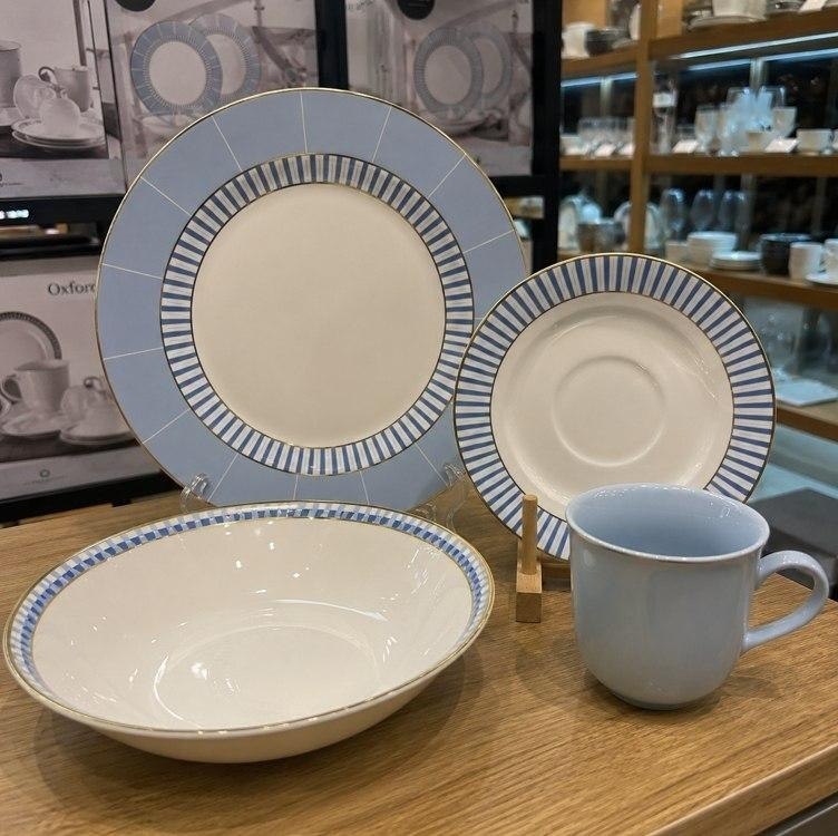 Aparelho De Jantar Ester Azul Cerâmica 16 Peças Azul-claro