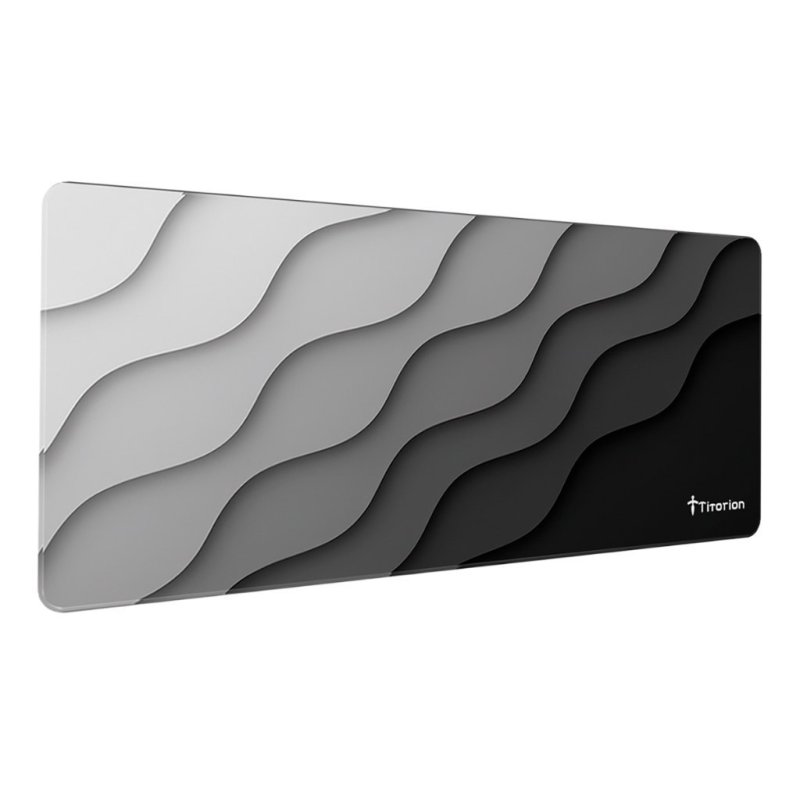 Mouse Pad Gamer Extra Grande 90x40 Deskpad Ergonômico Speed Preto Cinza Onda Degradê Titorion