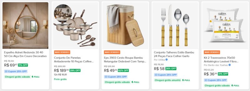 Cupom Mercado Livre em itens de Casa
