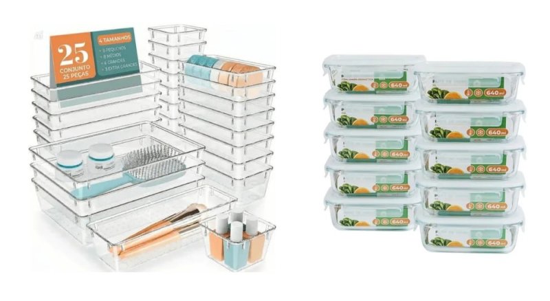 Kit 25 Caixas Acrílico Organizador