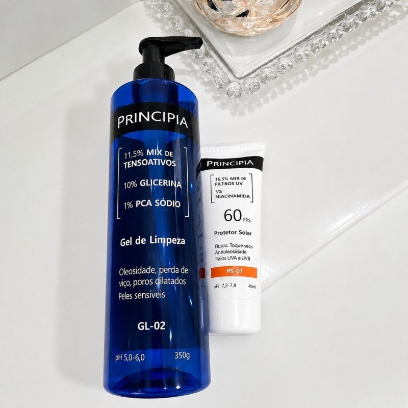 Principia Kit Gel De Limpeza Gl-02 + Protetor Solar Fps 60 Todo Tipo De Pele Dia/noite