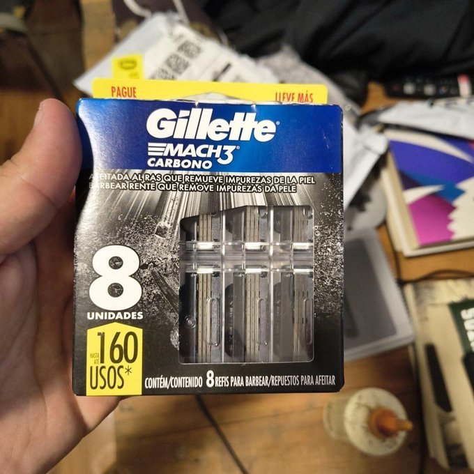 Gillette Mach3 Carbono Carga para Aparelho de Barbear com Carvão 8 Unidades + Frete Grátis